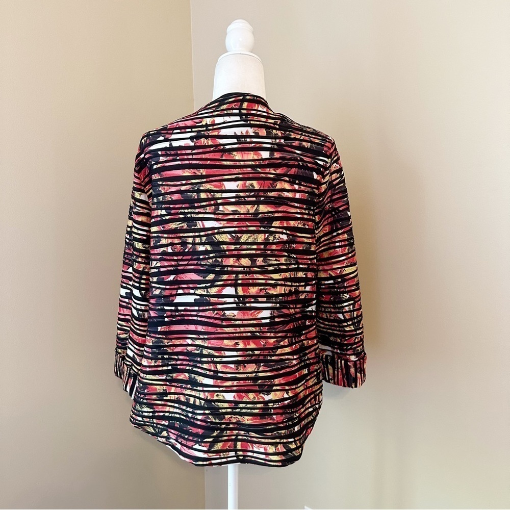 Multiples Asymmetrical Hem Button Stripe Floral J… - image 3